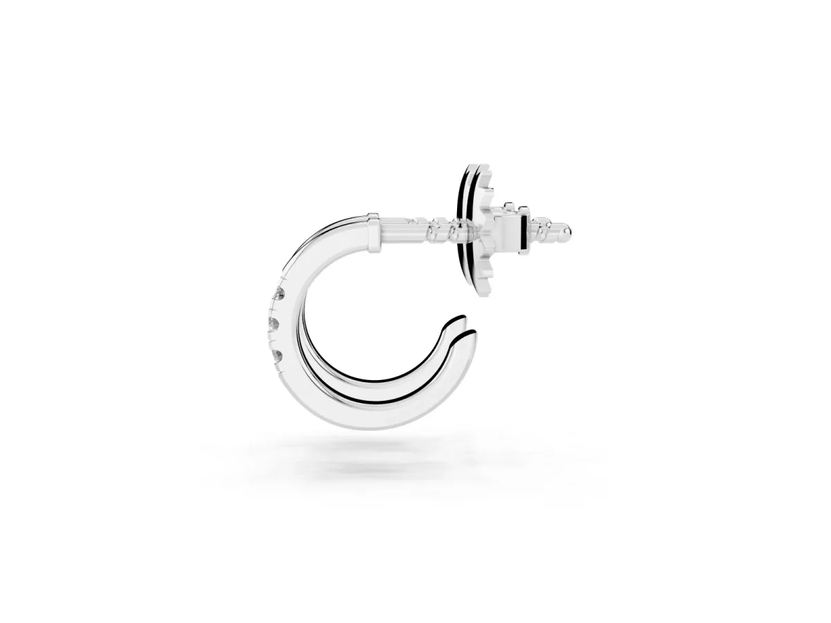 Round Diamond Petite Huggie Hoop Earrings Silver