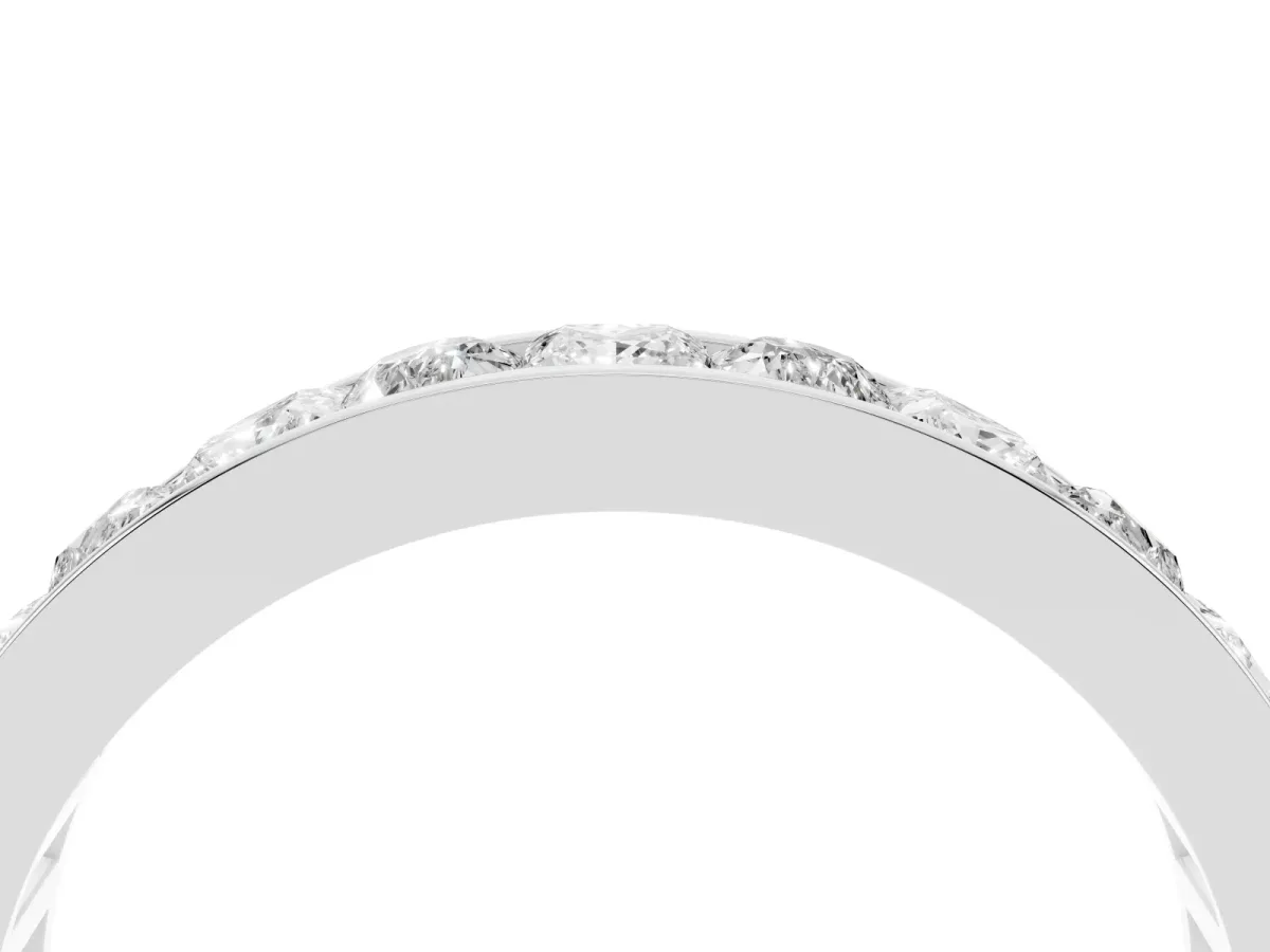 Princess Diamond Channel Set Promise Ring with Round Diamond Accents Silver