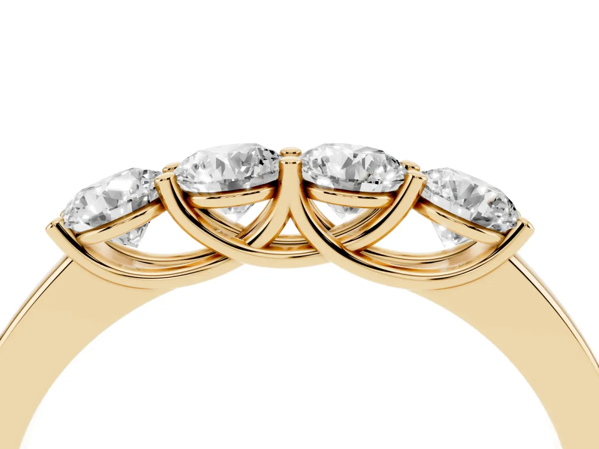Four-Stone Round Diamond Prong-Set Band Yellow gold