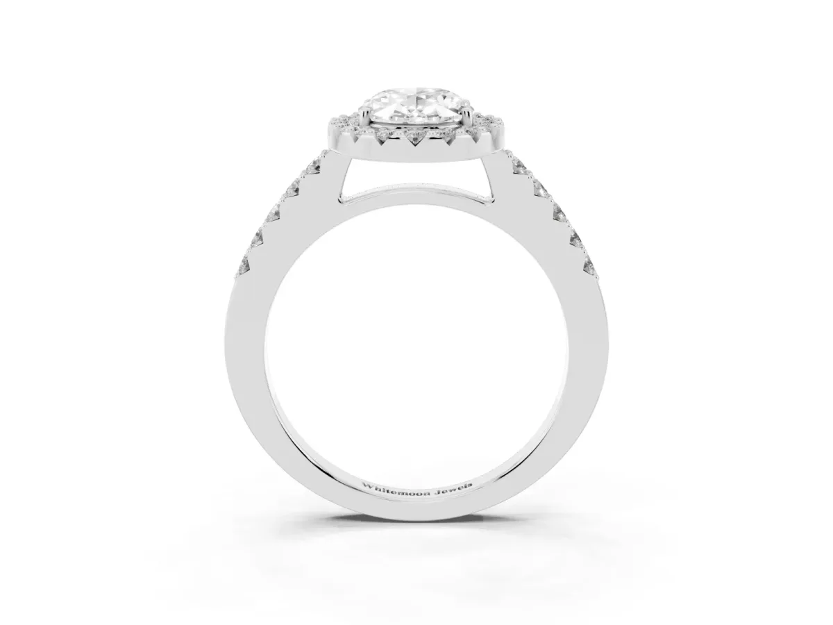 Oval Cut Halo Diamond Pavé Solitaire Ring Platinum