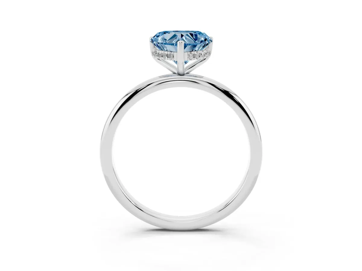 Fancy Blue Heart Cut Cut Solitaire Engagement Ring with Four-Prong Setting and Classic Band White gold