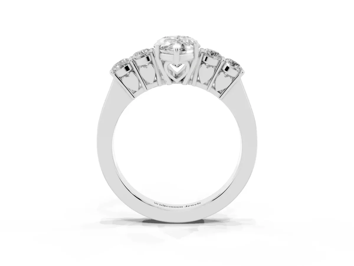Marquise Cut Cut Diamond Five-Stone Prong Set White Gold Ring White gold