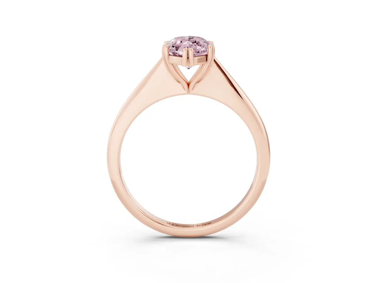 Fancy Pink Marquise Cut Solitaire Diamond Ring with Six-Prong Setting and Classic Band Rose gold