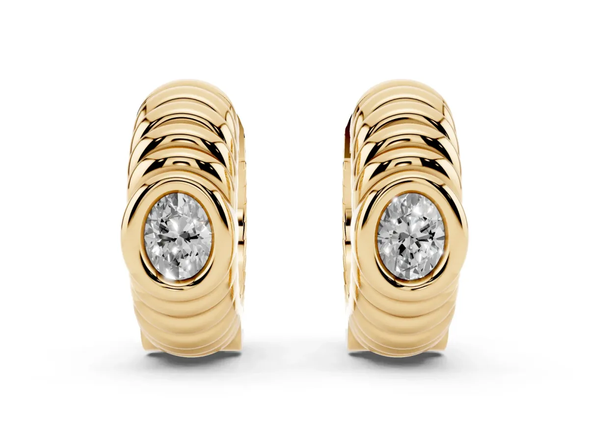 Oval Diamond Vera Hoop Earrings Yellow gold