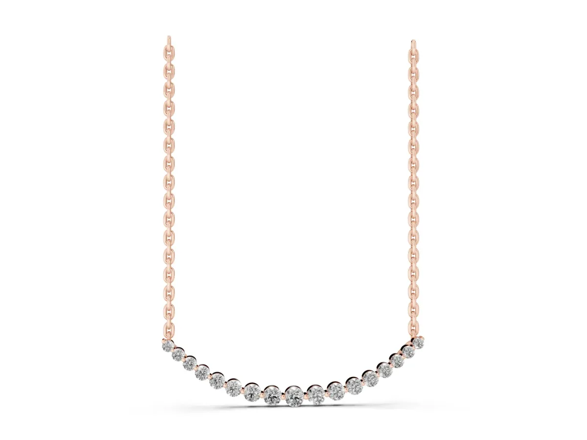 Round Diamond V-Prong Bar Pendant Rose gold