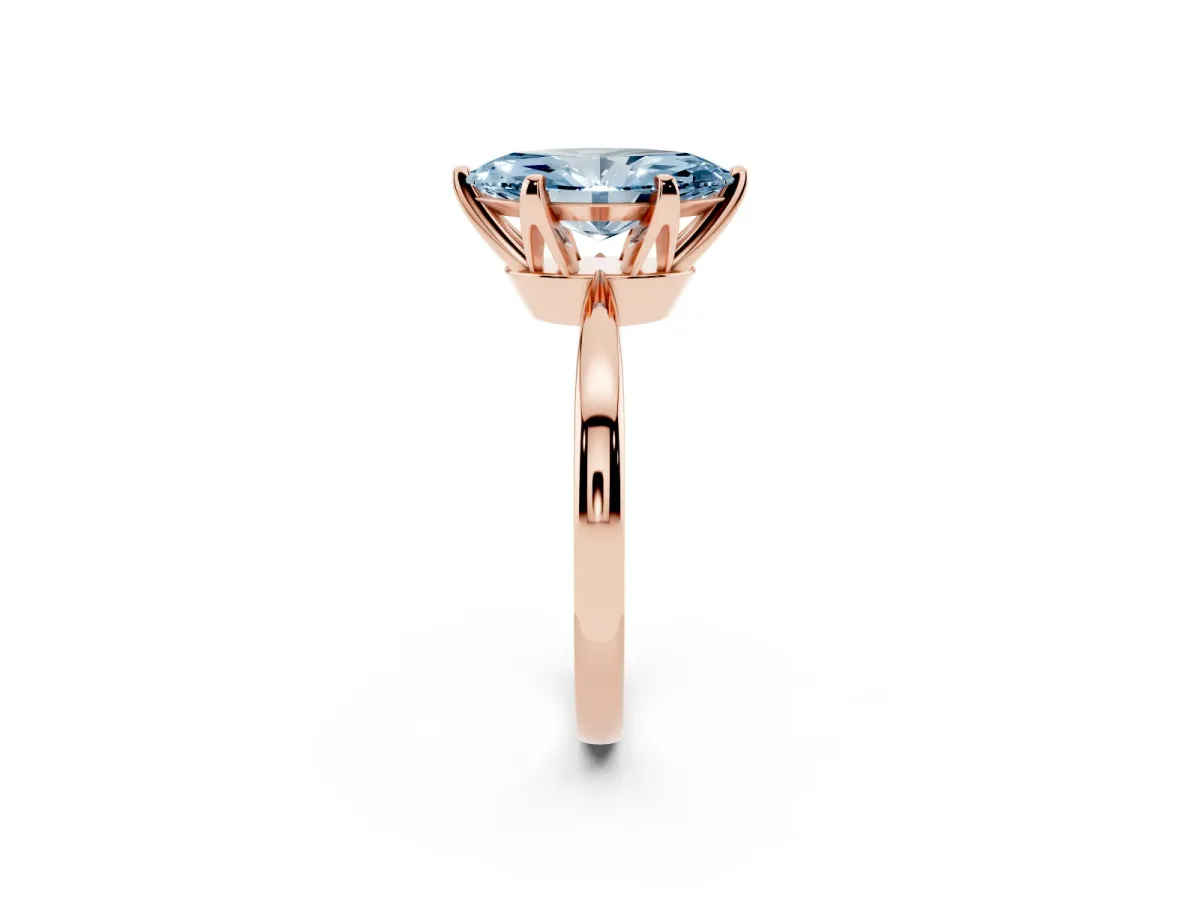 Fancy Blue Marquise Cut Solitaire Engagement Ring with Six-Prong Setting and Tapered Band Rose gold