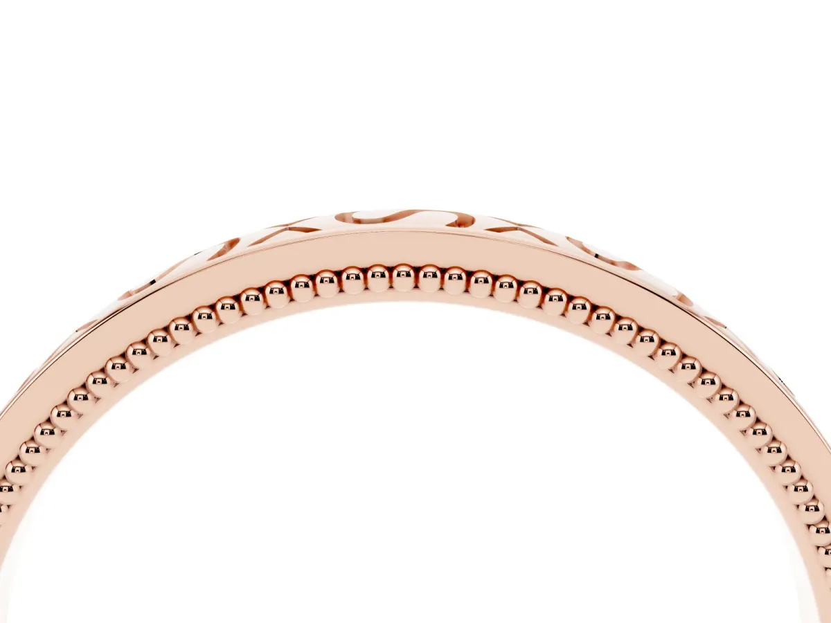 Vintage Engraved Milgrain Band Rose gold