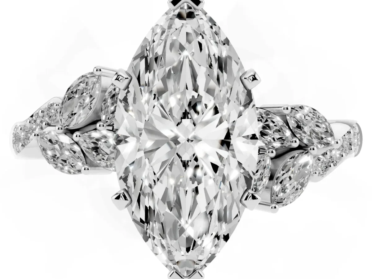 Marquise Cut Solitaire Marquise Twist Band with Six-Prong Setting Silver