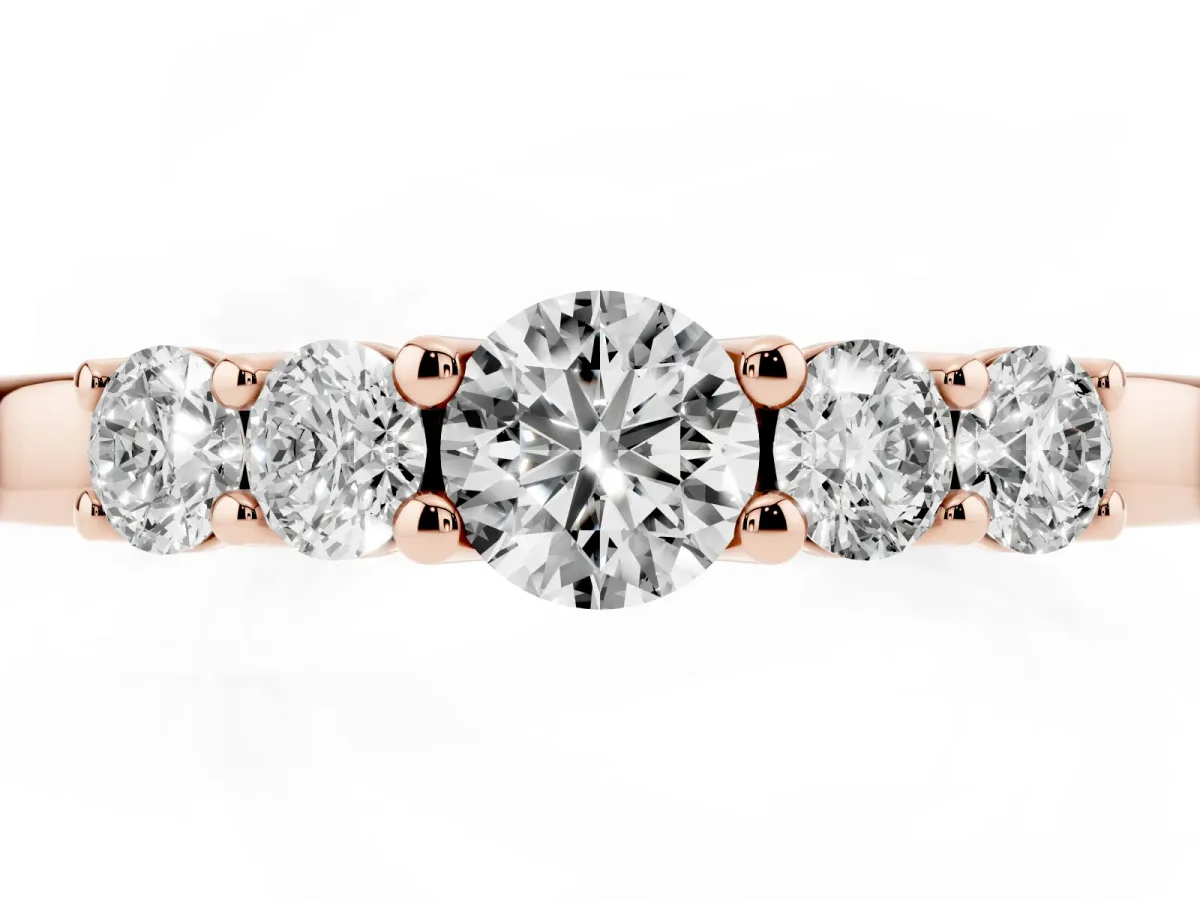 Five-Stone Round Diamond Prong Set Half Eternity Band Rose gold