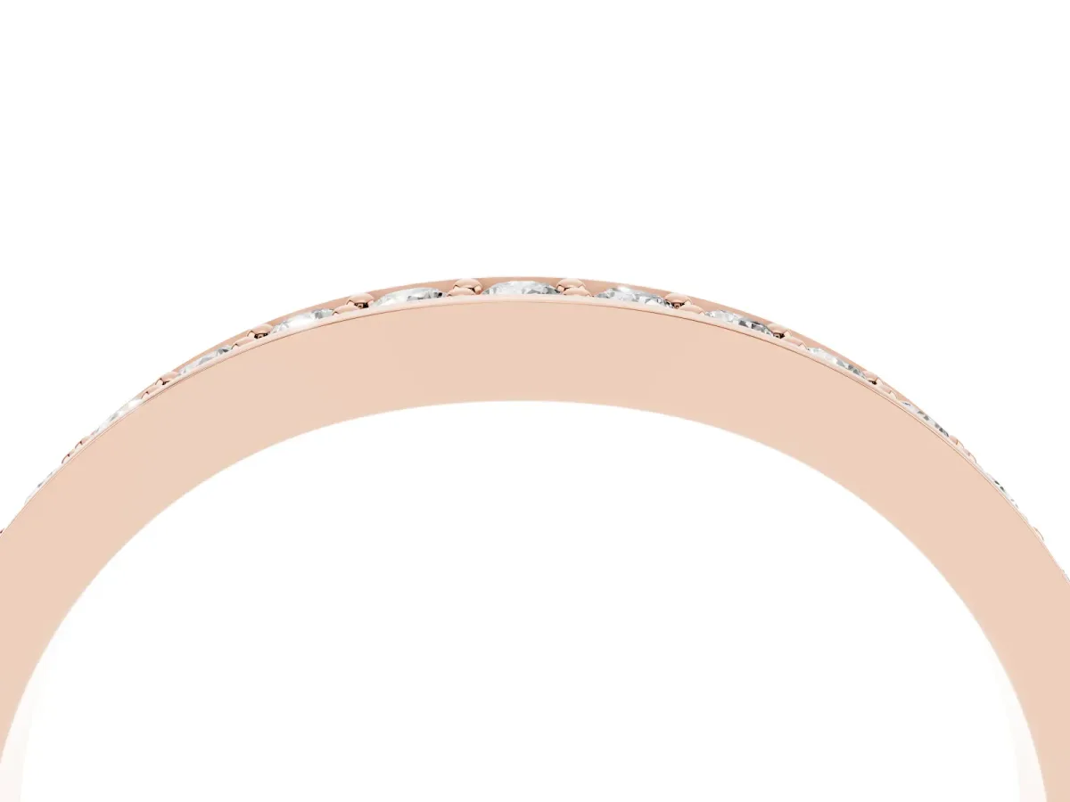 Diamond Pavé Round Cut Curved Band with Channel Setting Rose gold