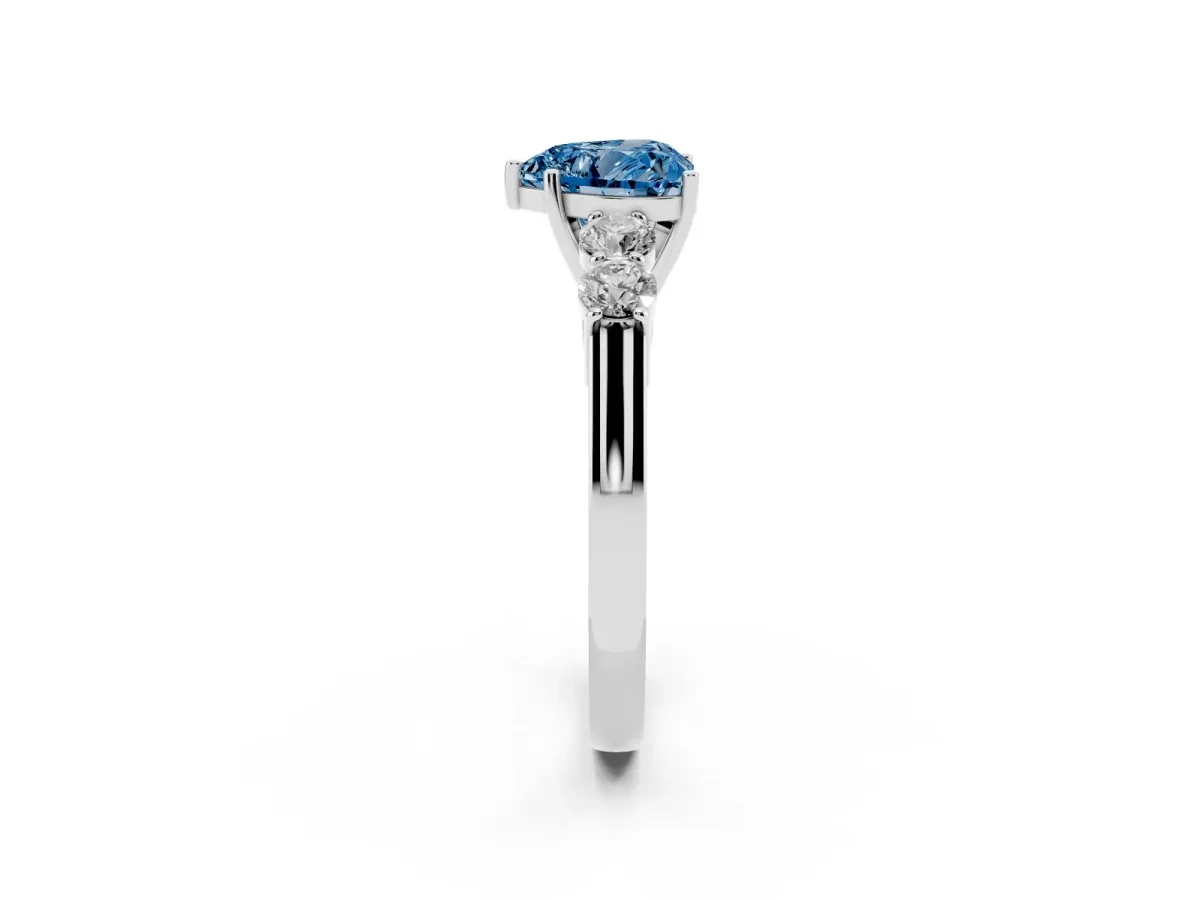 Fancy Blue Heart Cut Cut Diamond Five-Stone Prong Set White Gold Ring Platinum