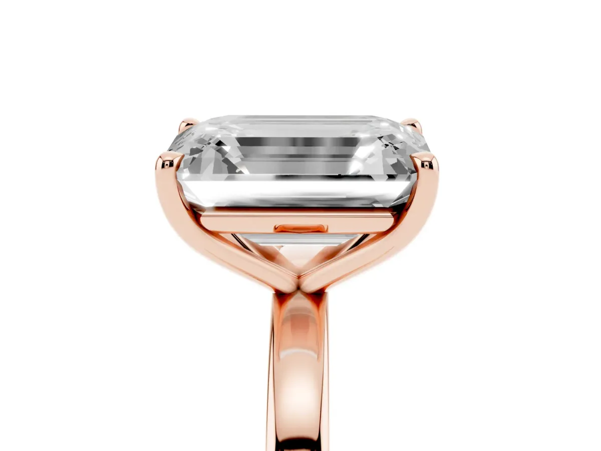 Fancy Green Pear Cut and Emerald Cut Toi Moi Ring with Prong Setting Rose gold