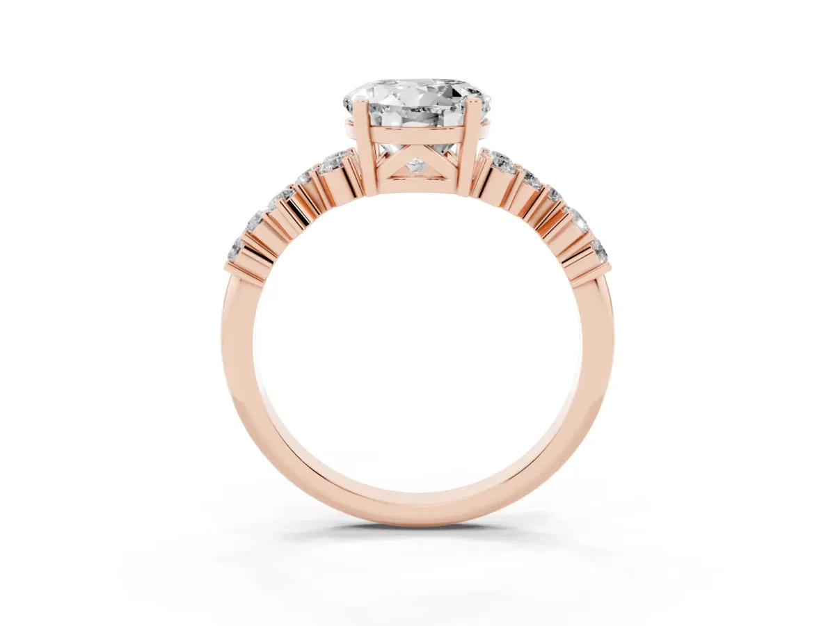Round Cut Diamond Scattered Round Accent Ring with Prong Setting Rose gold