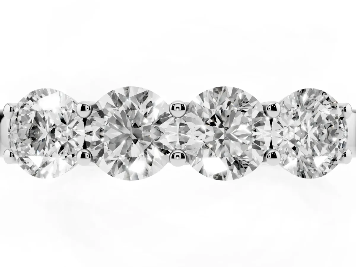 Four-Stone Round Diamond Prong-Set Band White gold