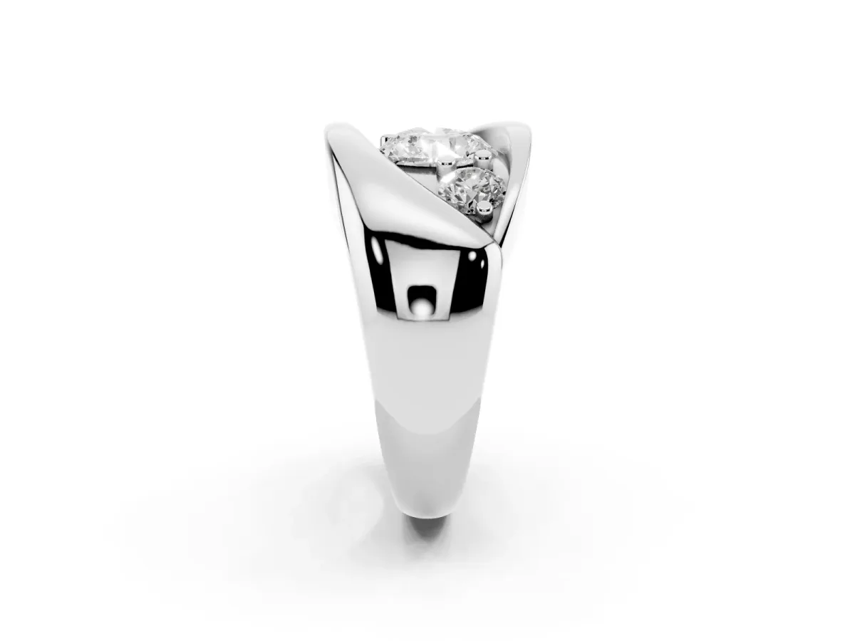 Channel Set Heart Cut Diamond Crossover Band White gold