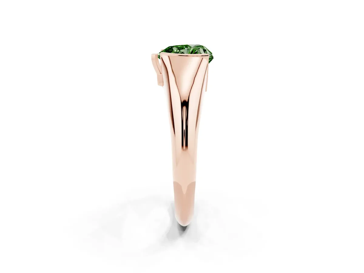 Fancy Green Heart Cut Solitaire Tension Set Diamond Ring Rose gold