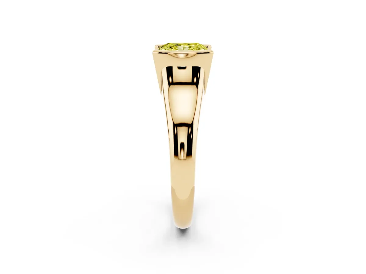 Fancy Yellow Princess Cut Solitaire Tension Set Diamond Ring with Split Shank Band Yellow gold