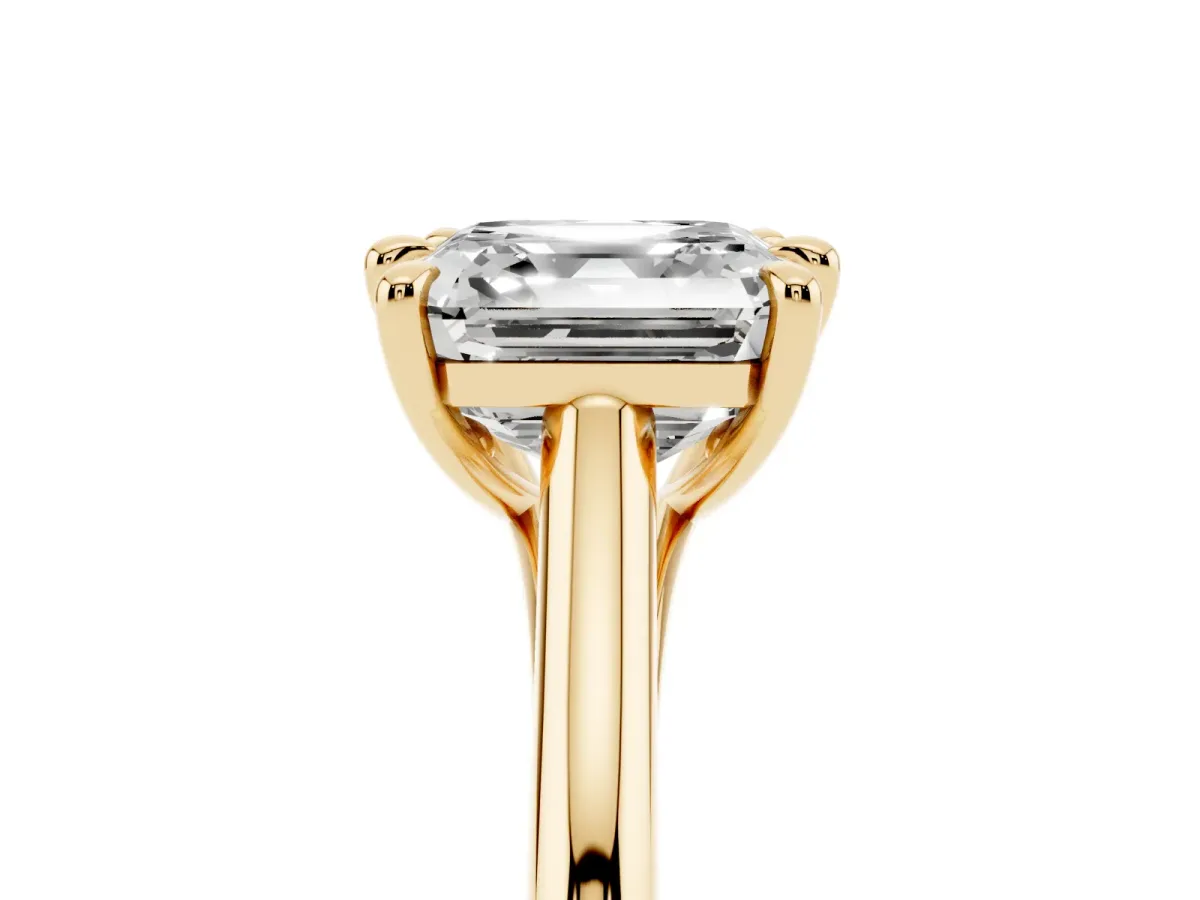 Asscher Cut Solitaire Engagement Ring with Six-Prong Setting and Classic Band Yellow gold