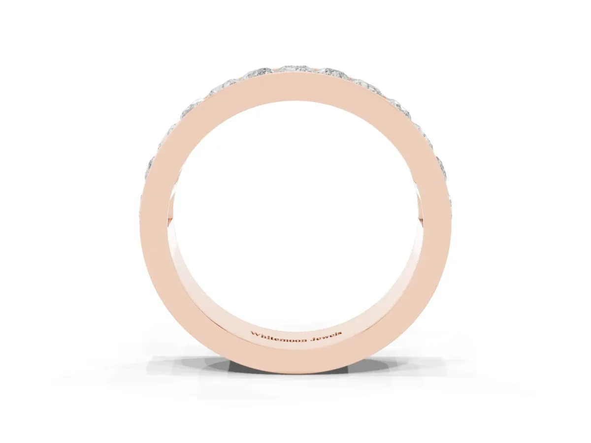 Princess Diamond Channel Set Promise Ring with Round Diamond Accents Rose gold