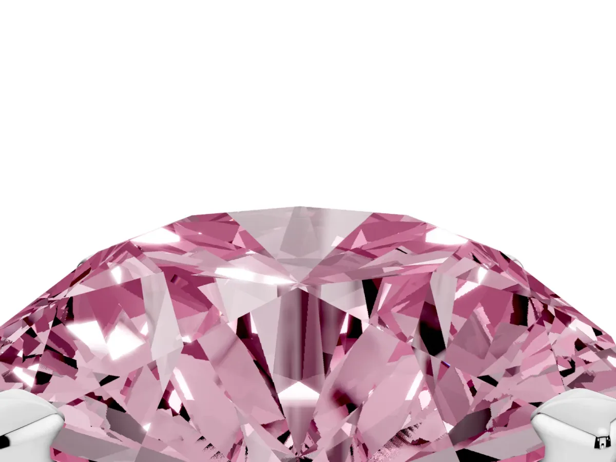 Fancy Pink Round Cut Diamond Solitaire Ring with Prong Setting and Classic Band Silver