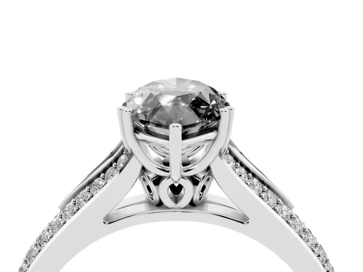 Fancy Black Marquise Cut Diamond Split Shank Engagement Ring with Pavé Band Silver