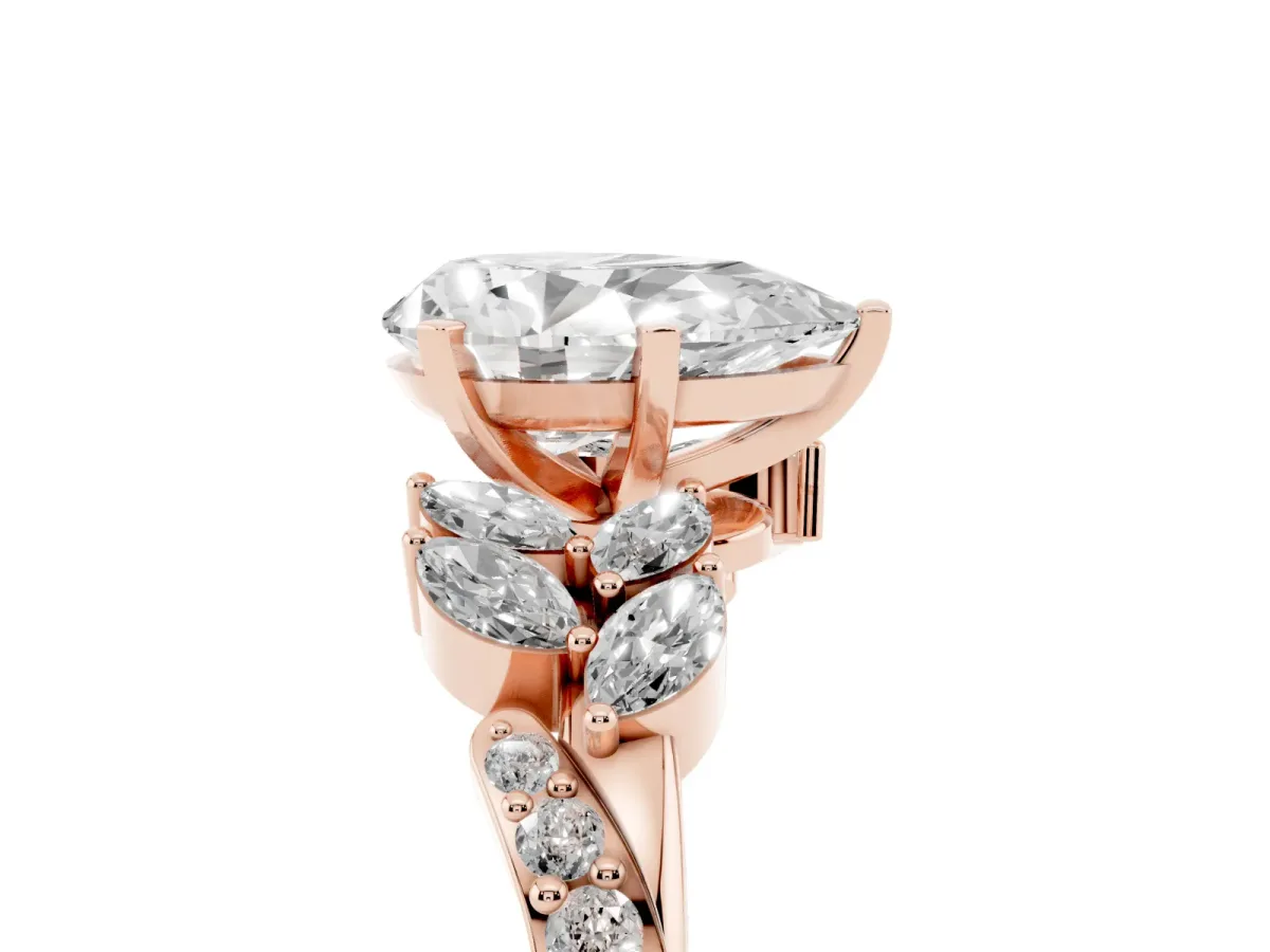 Pear Cut Solitaire Marquise Twist Band with Six-Prong Setting Rose gold