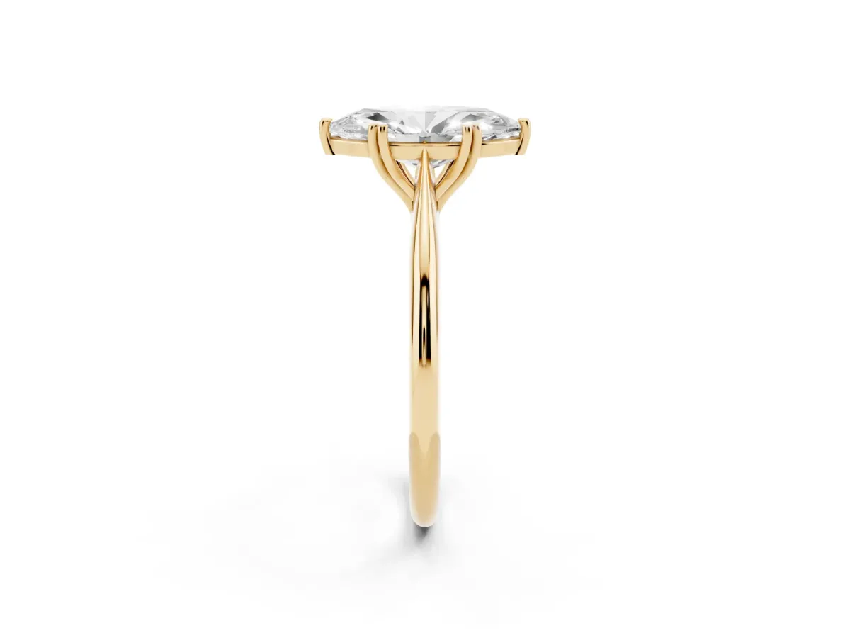 Marquise Cut Solitaire Diamond Ring with Six-Prong Setting and Classic Band Yellow gold