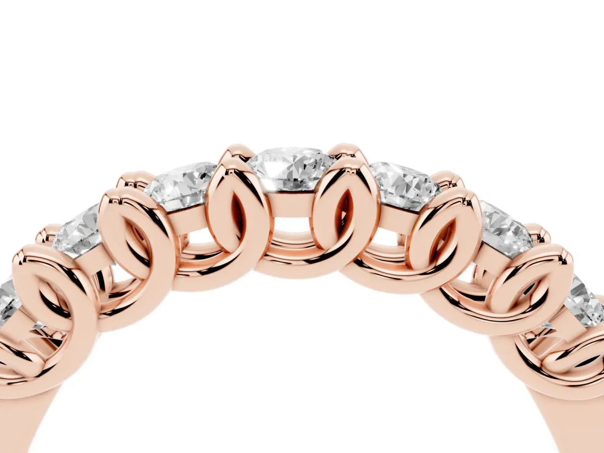 Round Diamond Prong-Set Half Eternity Band Rose gold