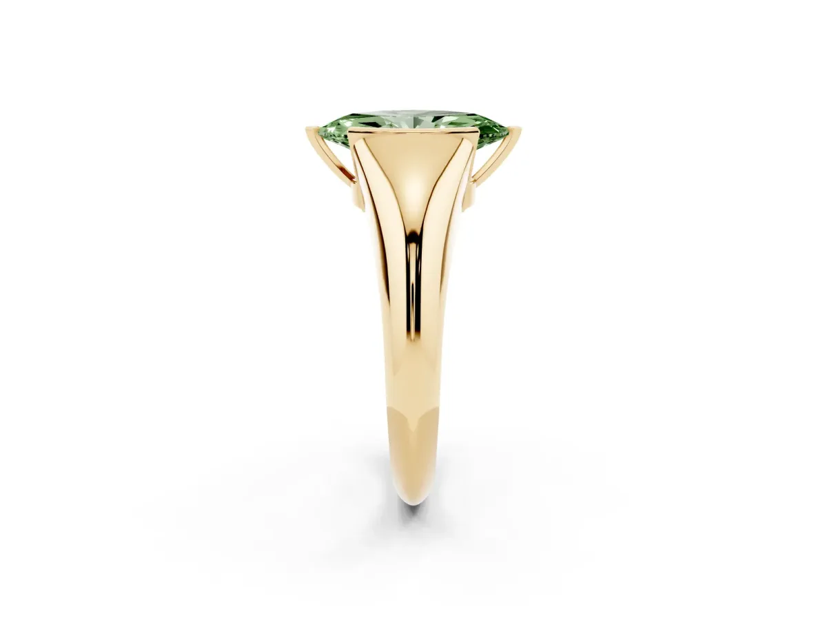 Fancy Green Marquise Cut Solitaire Tension Set Diamond Ring Yellow gold