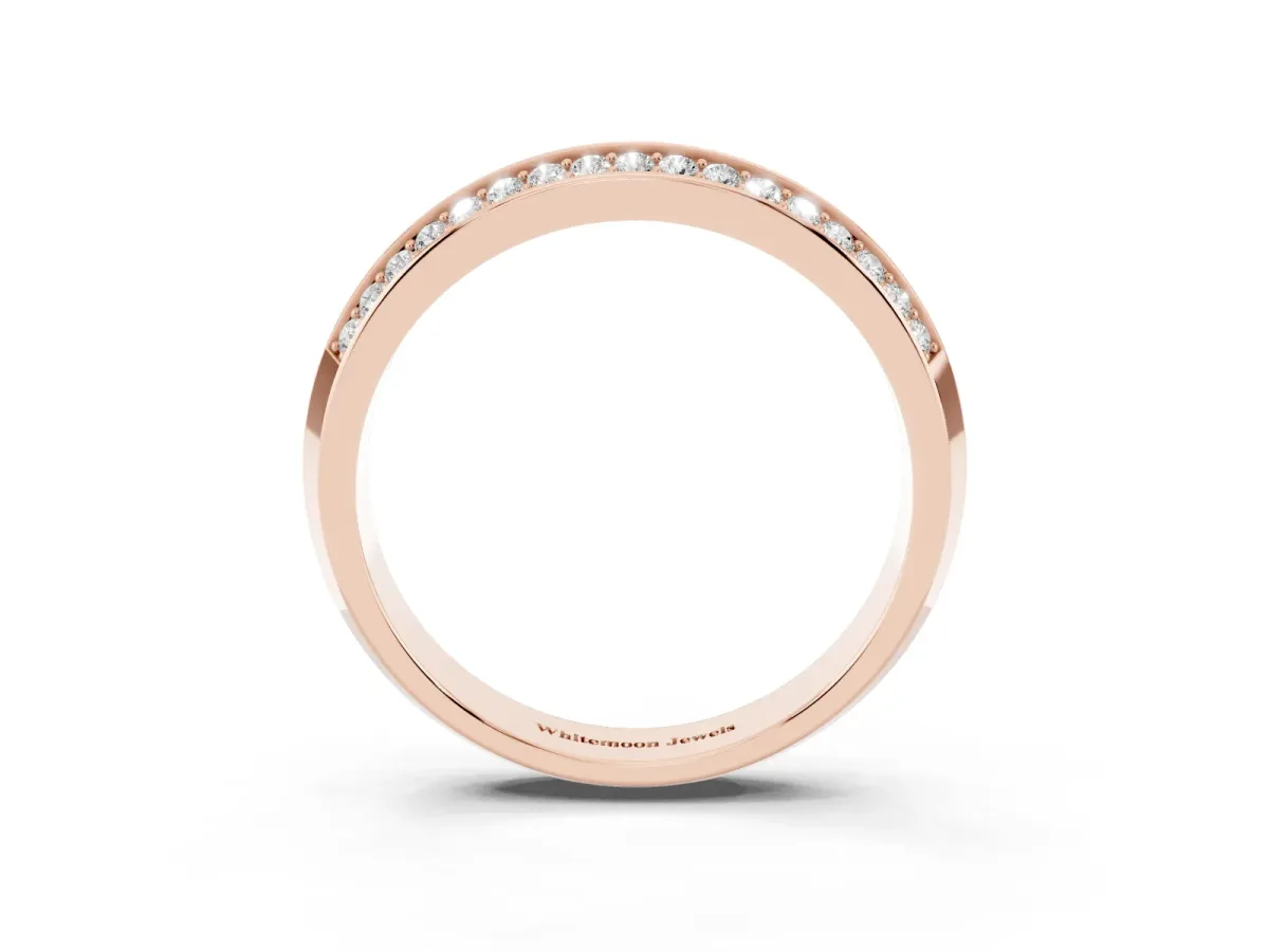 Double Row Round Diamond Channel Set Eternity Band Rose gold