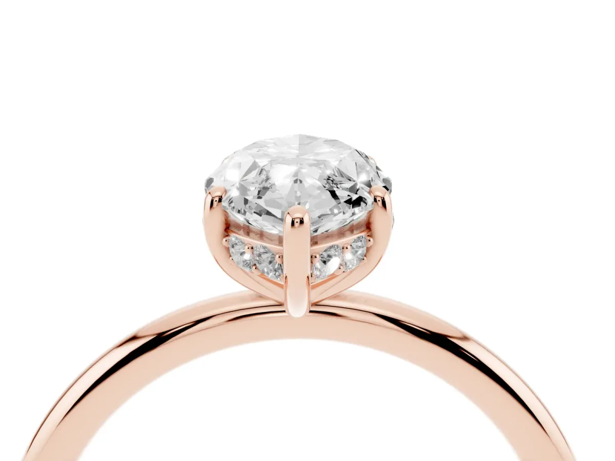 Marquise Cut Solitaire Diamond Ring with a Classic Band and Four-Prong Setting Rose gold