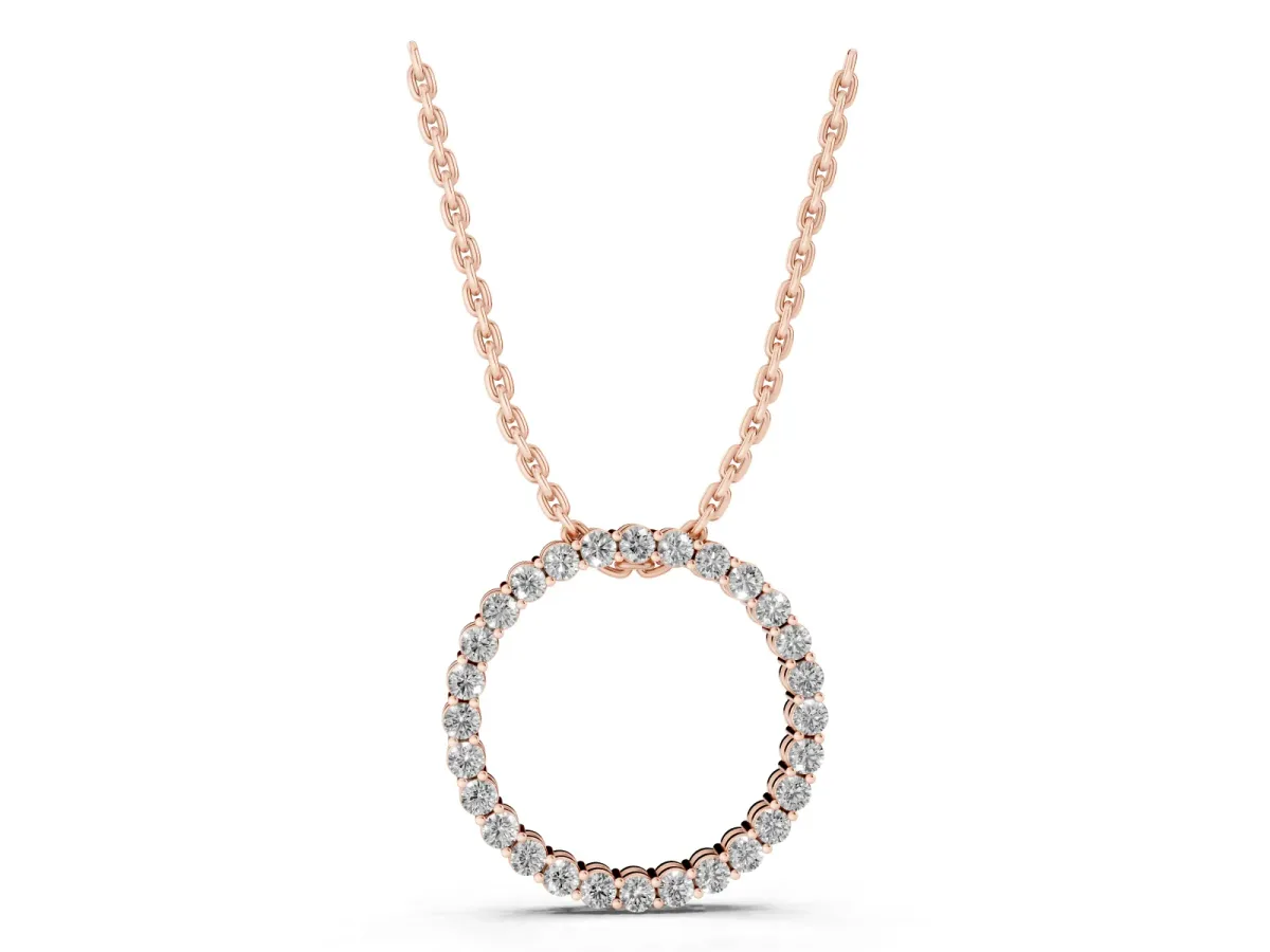 Round Diamond Prong Set Eternity Pendant Rose gold