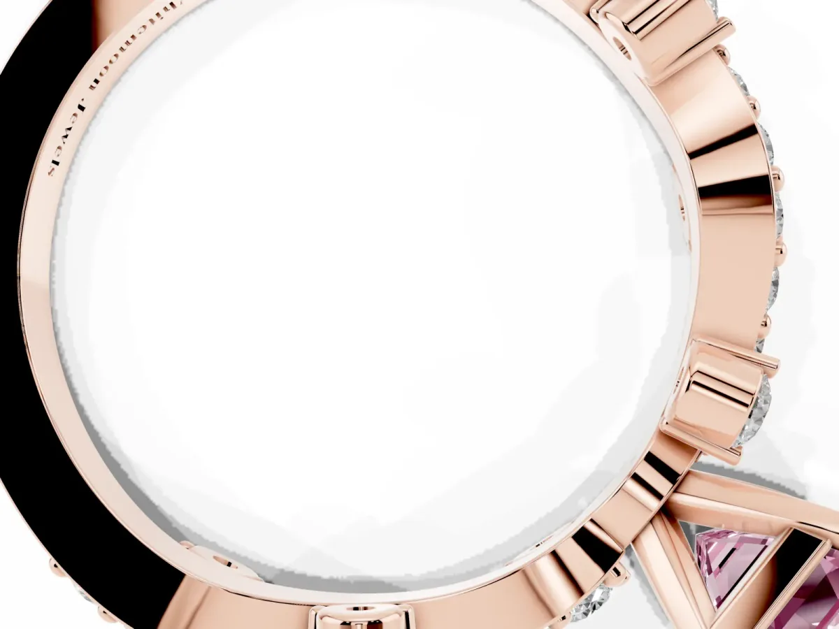 Fancy Pink Emerald Cut Cut Solitaire Diamond Twisted Band with Pave Setting Rose gold