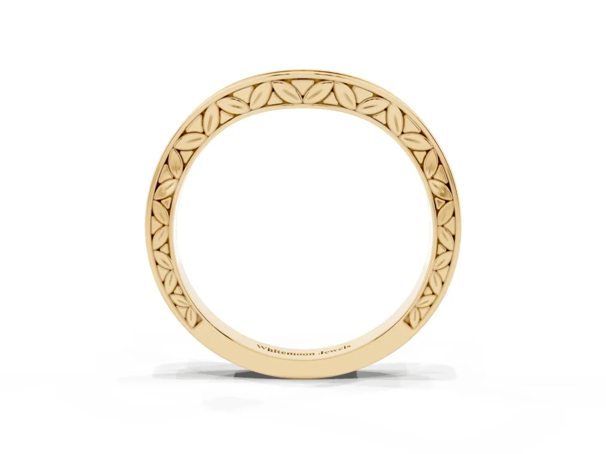 Round Cut Channel Set Wave Band with Pavé Setting Yellow gold