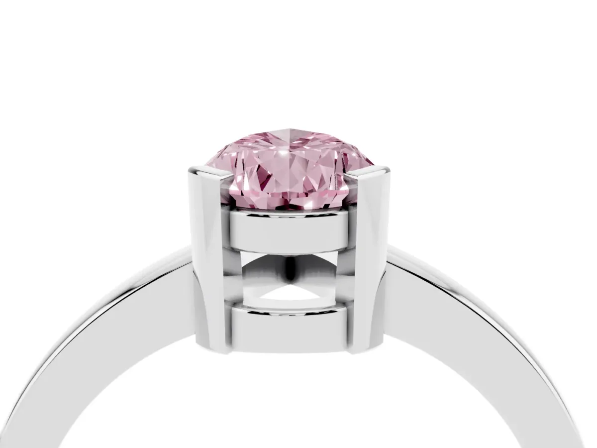 Fancy Pink Pear Cut Cut Solitaire Ring with Four-Prong Setting and Classic Band Silver