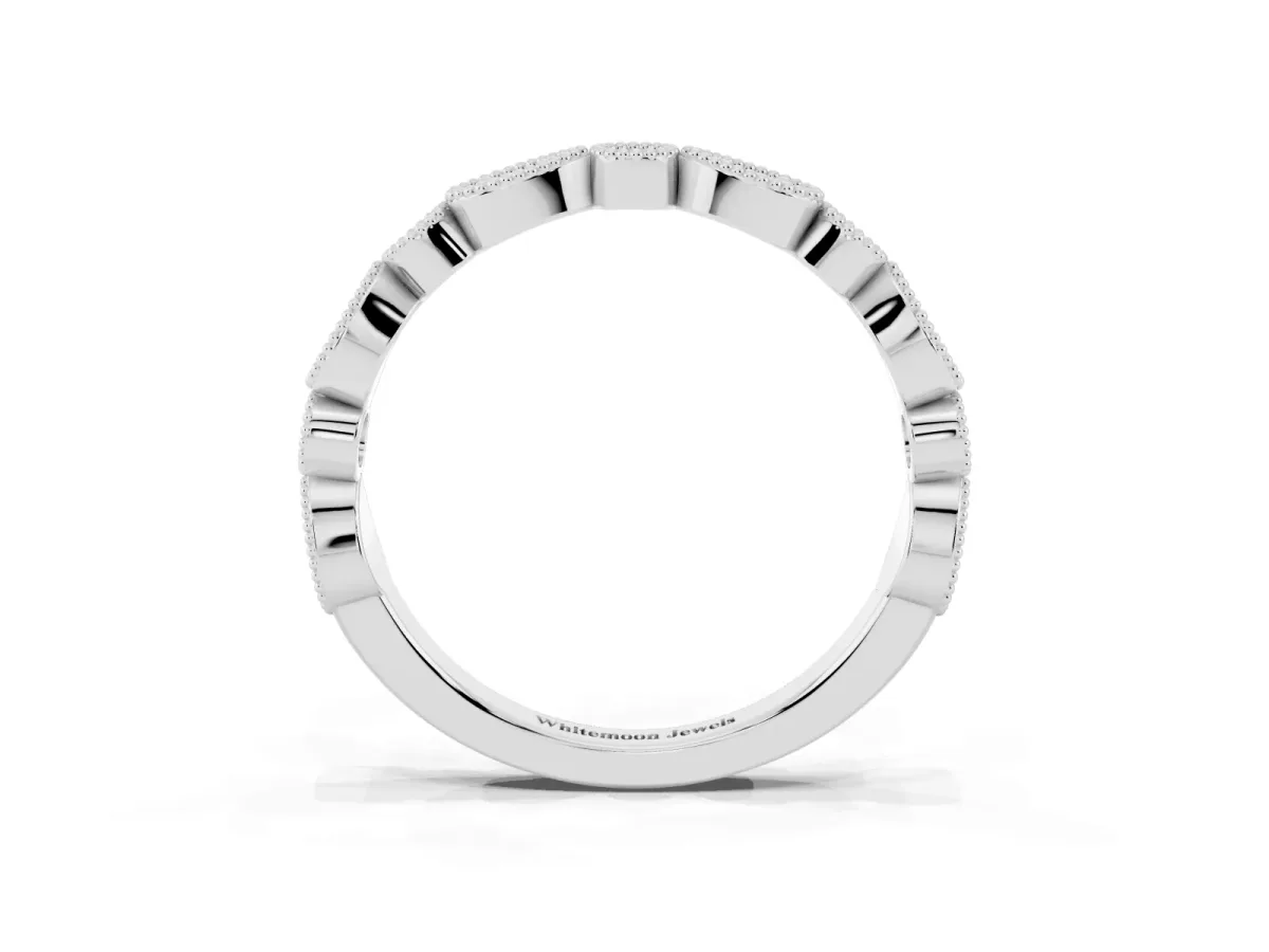 Milgrain Bezel Set Pear and Round Diamond Eternity Band Platinum