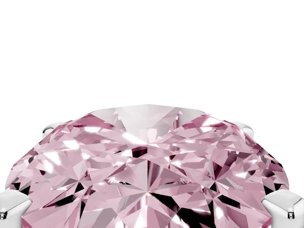 Fancy Pink Oval Cut Diamond Solitaire Ring with Prong Setting and Classic Band Platinum
