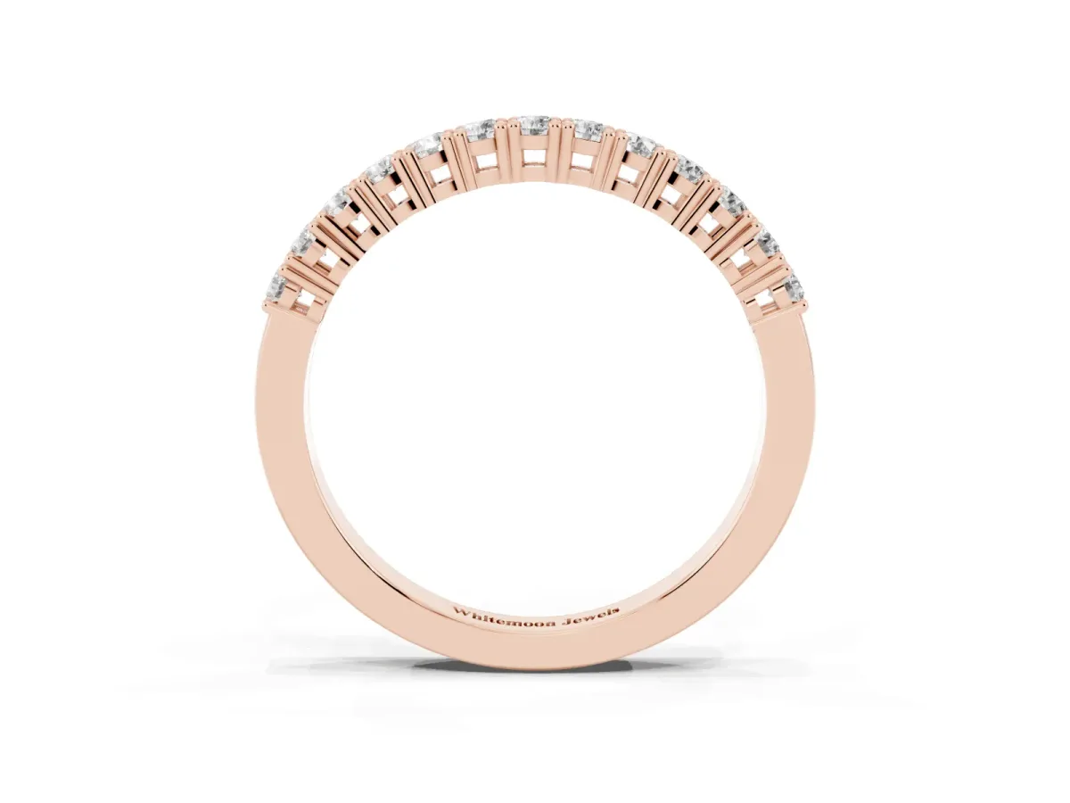 Round Diamond Half-Eternity Band with Shared Prong Setting Rose gold