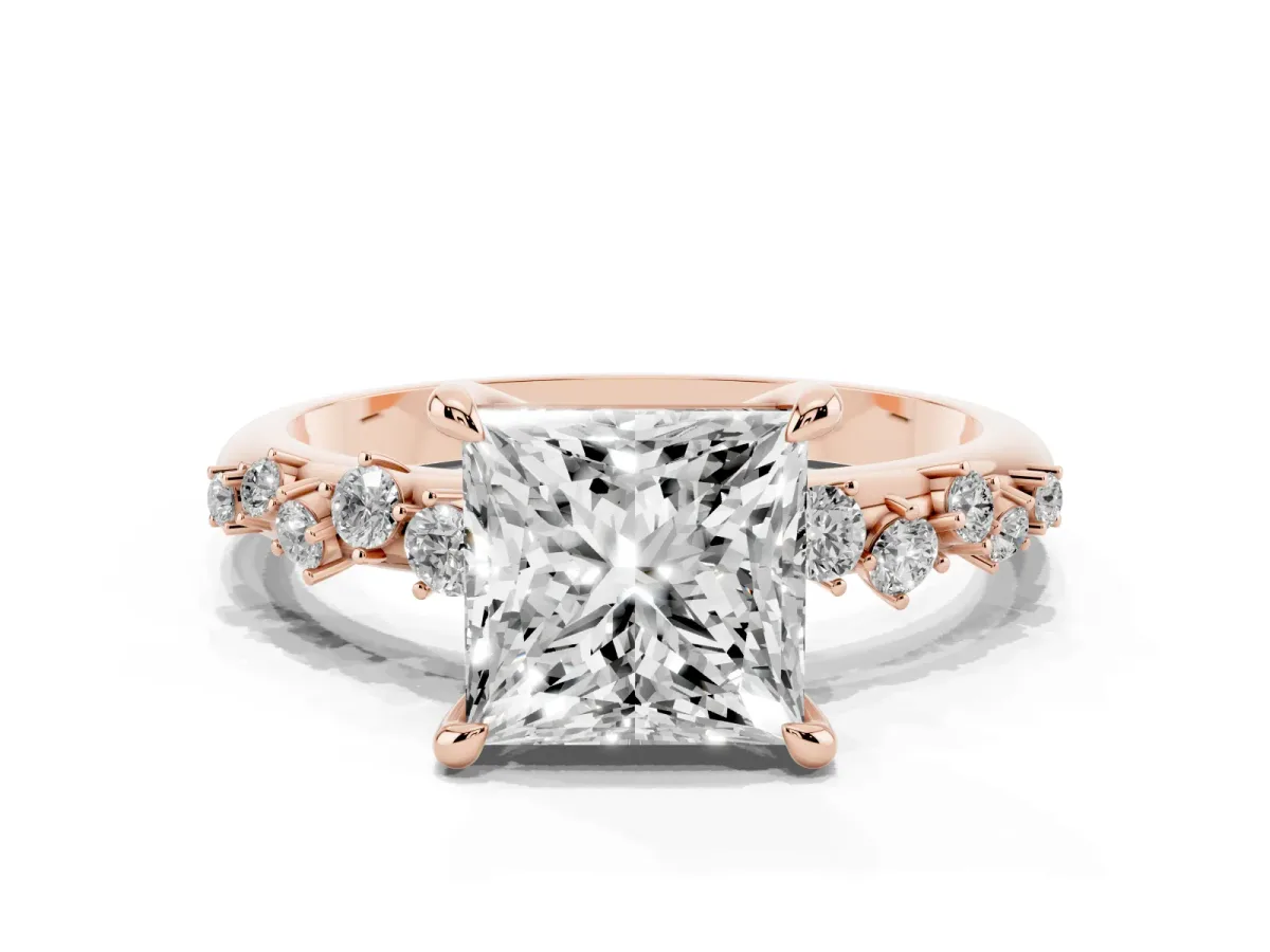 Princess Cut Cut Diamond Vine Band with Four-Prong Setting Rose gold