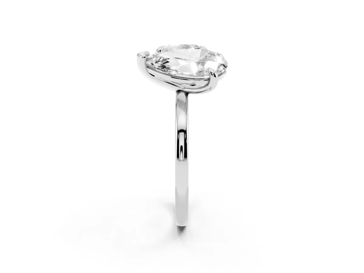 Pear and Cushion Toi Moi Ring with Prong Setting and Plain Band White gold