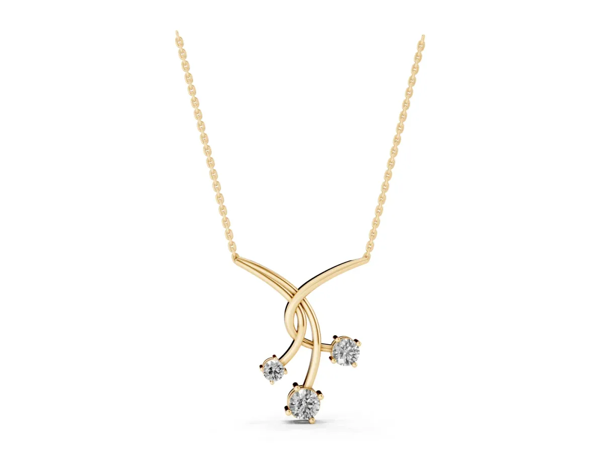 Round Diamond Prong Set Pendant Yellow gold