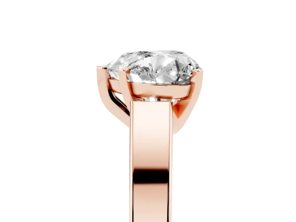 Heart Cut Solitaire Engagement Ring with Four-Prong Setting and Tapered Band Rose gold