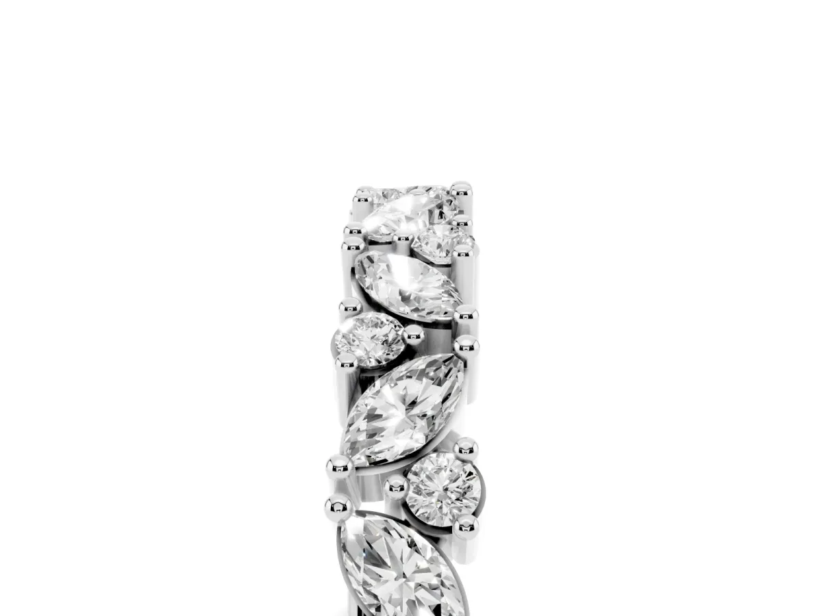 Marquise and Round Diamond Vine Eternity Band with Prong Setting Silver