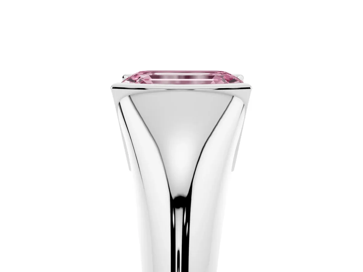 Fancy Pink Emerald Cut Solitaire Tension Set Diamond Ring White gold