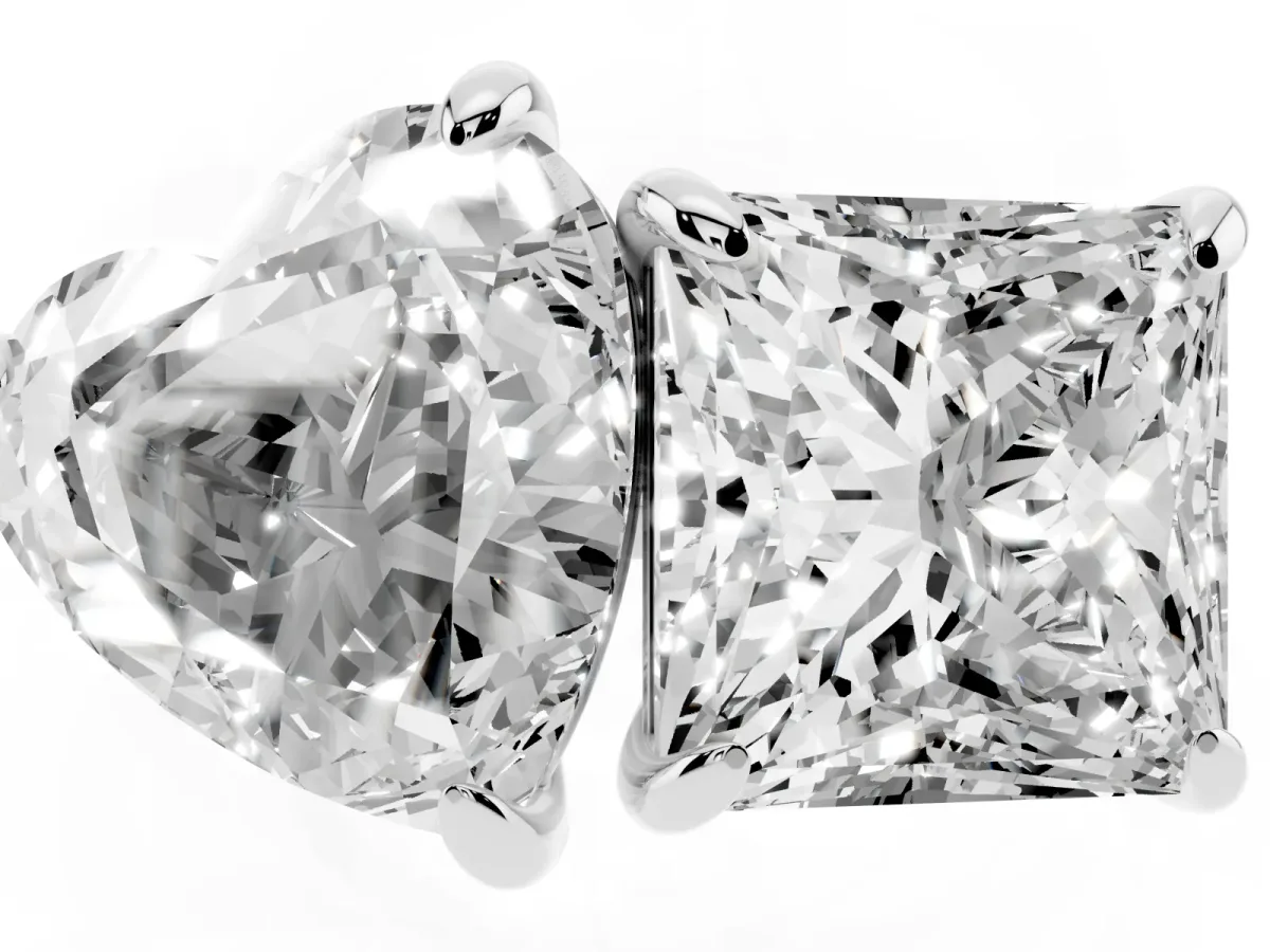 Heart and Princess Toi Moi Ring with Prong Setting and Plain Band Silver