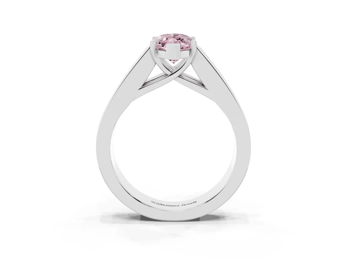 Fancy Pink Marquise Cut Cut Channel Set Solitaire Ring with Four-Prong Setting Silver