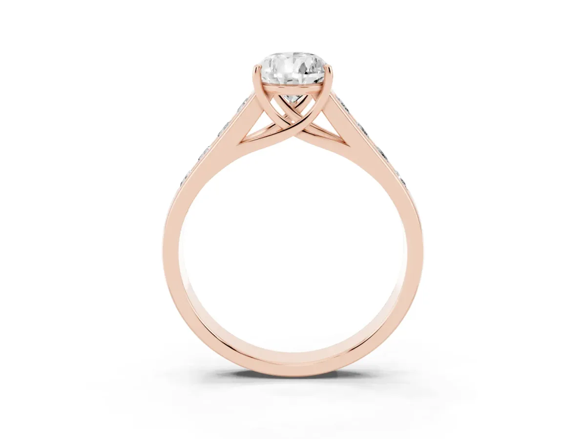 Pear Cut Solitaire Channel-Set Diamond Engagement Ring with Four-Prong Setting Rose gold