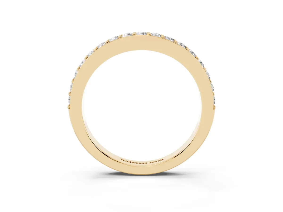 Round Diamond Pavé Set Curved Eternity Band Yellow gold