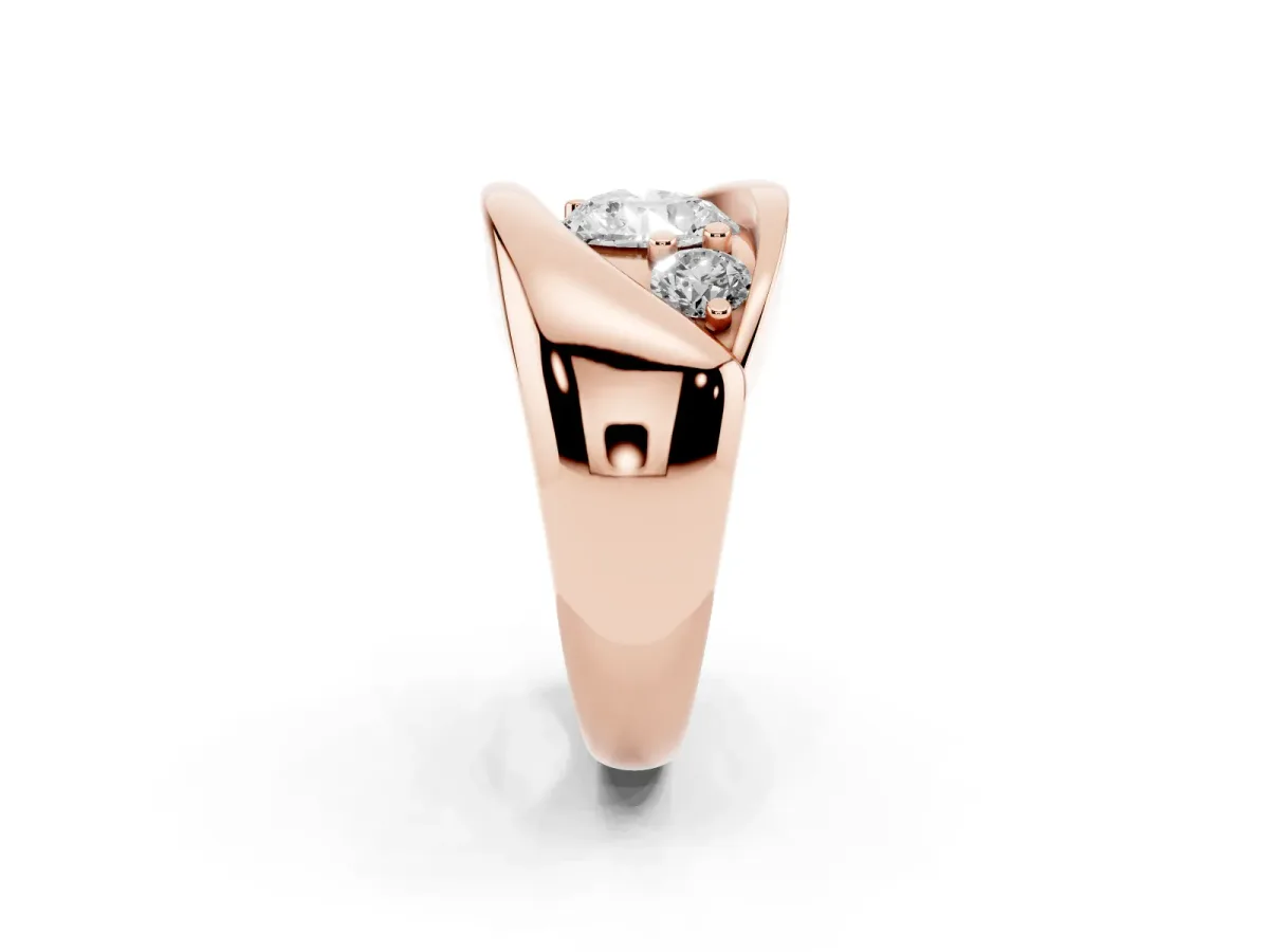 Channel Set Heart Cut Diamond Crossover Band Rose gold