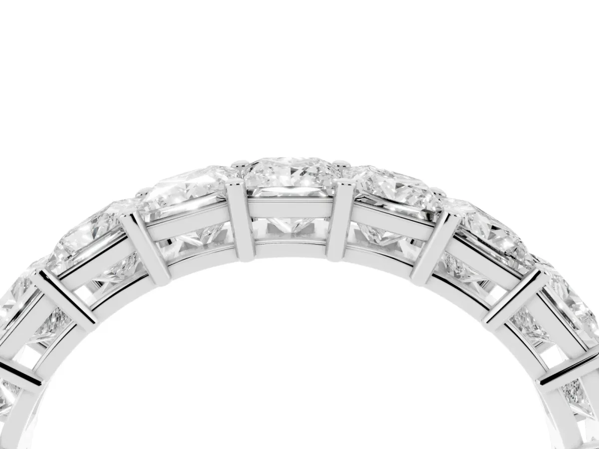 Princess Cut Half Eternity Band with Shared Prong Setting Platinum
